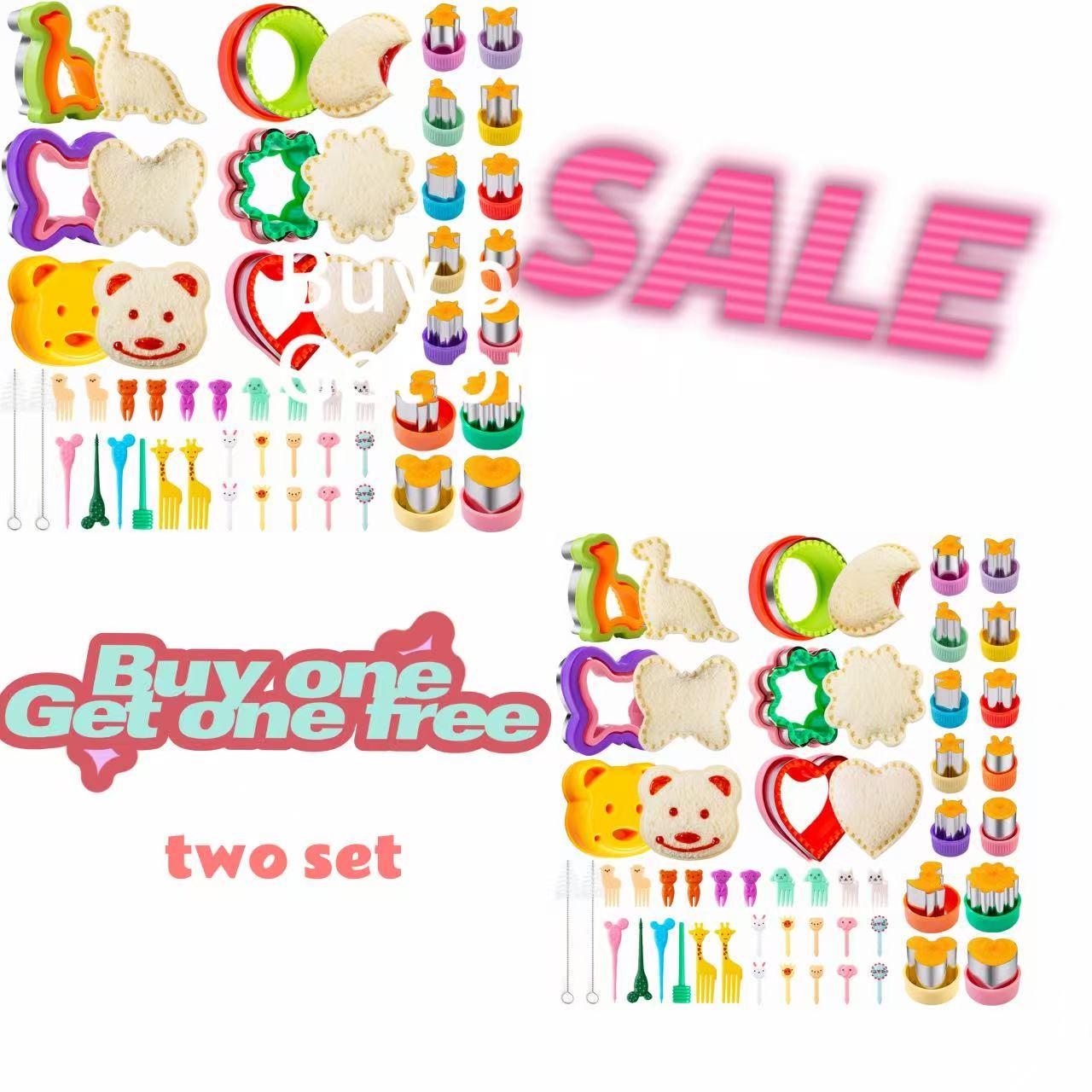 48Pcs Fun Shapes Sandwich Cookie Cutters Set, Fruit Vegetable Cutters & Food Picks for Kids School Meal Making