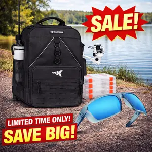 A power combo of the Karryall Fishing Tackle Backpack and the Huzzah Glasses