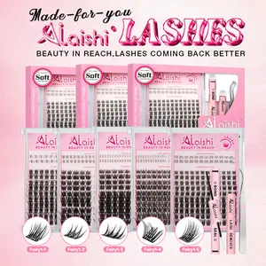 AILAISHI Manga Eyelash Cluster False Eyelash DIY eyelash extension luxury set and cluster eyelashes 9-16mm with adhesive and remover - ultra-thin transparent tape, beginner false eyelash extension set, daily cosmetics