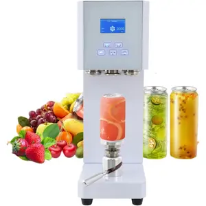 370W Electric Can Sealing Machine Semi Automatic for Bottles and Cans 4-6 Second Sealing Speed with LED Display Counter for Cafe Bubble Tea Shop Use Food Vacuum Sealer