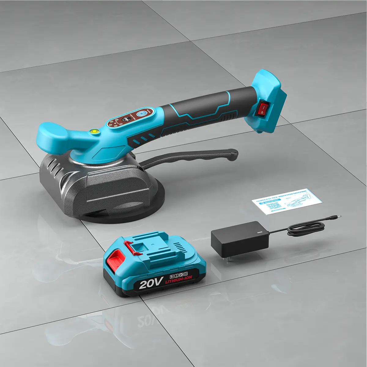 Cordless Tile Vibration Leveling Tool - 6-Speed Brushless Motor Machine with Flex, Control, 2000mAh 2.5h Battery Beast, 100kg Suction, Case, Built Like a Tank for Floor/Wall Tile Installation Time Reduction