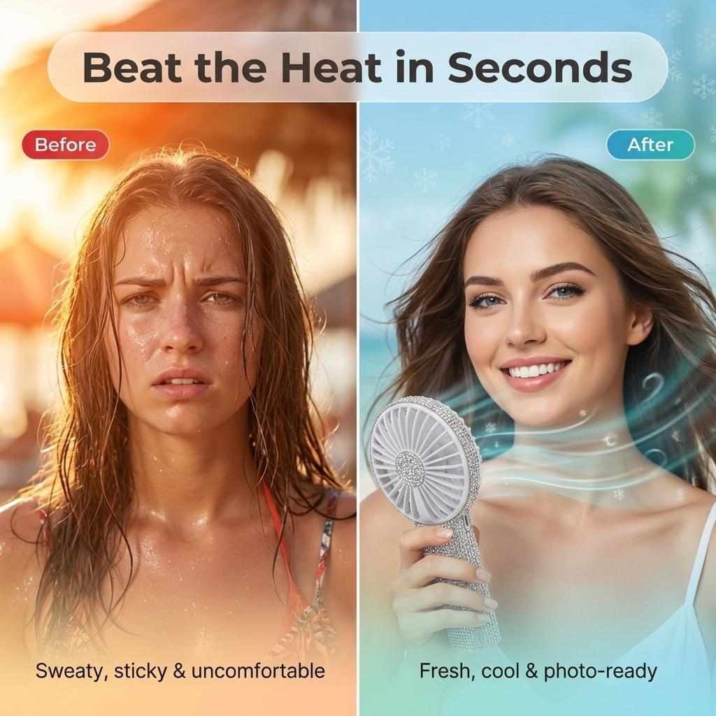 TAZTIR USB Rechargeable Mini Fan, Portable Diamond-style Handheld, Exquisite Battery Life, Suitable for Wedding, Outdoor, Desk, Travel, Valentine's Day Gift, Mother's Day Gift