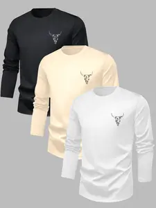 Men's Casual Fitted Long Sleeve Tee Set, Athletic Fashion Activewear, Vintage Denim Print, Comfortable Elastic Fabric, Perfect for Spring & Fall, Sports & Outdoor Activities