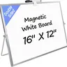 MaxGear 16"x12" Rectangular Magnetic Drawing Board - Compact Metal Alloy Frame, Desk-Wall Adjust Stand, Double-Sided Stain-Resistant No-Ghosting Surface, Ideal for Office Task Planning, Classroom Teaching