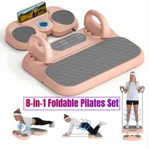 8-in-1 Upgraded Portable Foldable Pilates Board Suitable for Home Exercise, Multifunctional Fitness Equipment with Women' Ab Balance Board, Foldable Pilates Reformer System for Training, Ideal Gift for Women' Fitness (Birthday/Holiday)