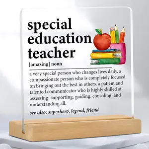 Special Education Teacher Definition Clear Acrylic Plaque, Creative Desktop Ornament, Teacher Appreciation Gift, Home Decor for Living Room Bedroom, Indoor Home Decoration