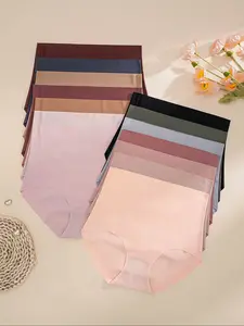Women's High-Waisted Comfortable Seamless Triangle Panties, Pack of 14, Soft and Breathable Underwear for Daily Wear, Soft Minimalist Panty, Seamless Panties Set, Casual Soft Panties, High Rise Panties