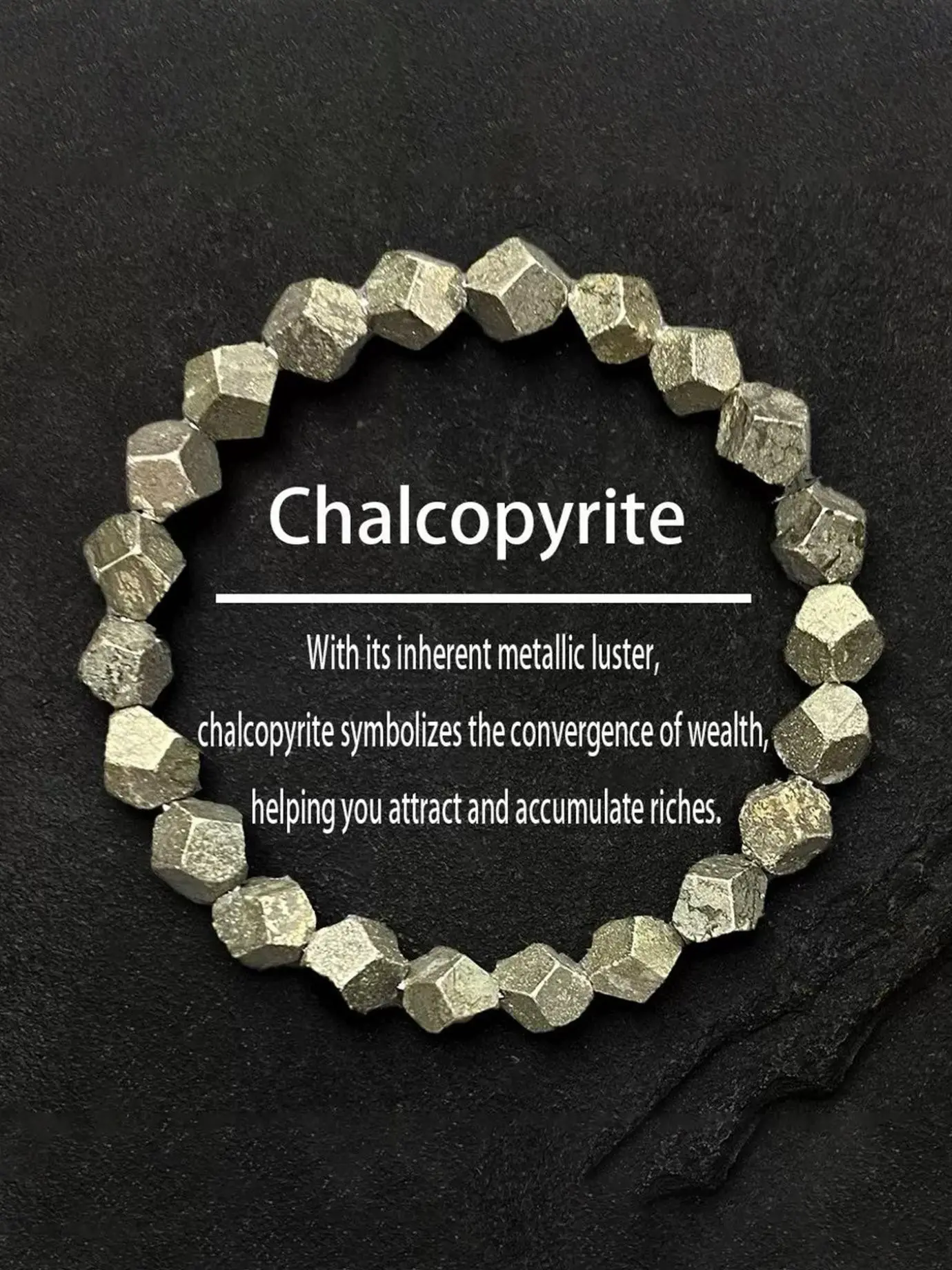 Pyrite and Chalcopyrite Wealth Bracelet, Handmade Irregular Cut Natural Stone, Unisex Protective Energy Jewelry, High-Quality Stackable Bracelet