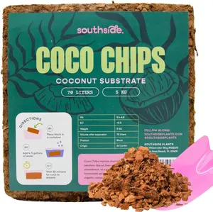 Coco Chip for Garden Potting Soil - Pre-Rinsed, Organic & Eco-Friendly Chunky Coconut Substrate 11lb (5kg) and 1lb Brick