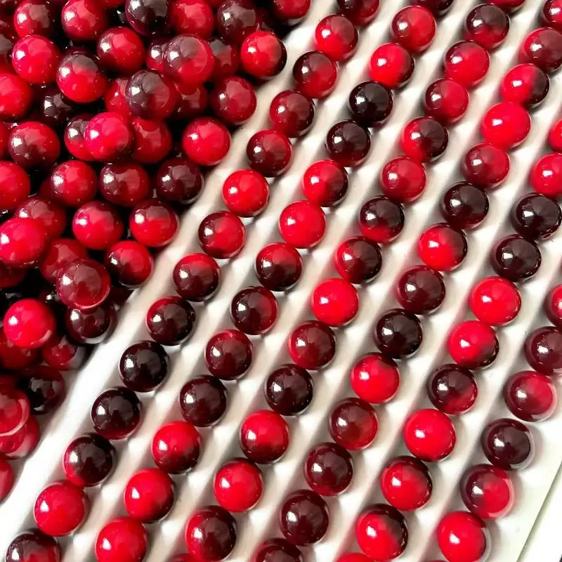 (H06)12mm back red round beads*100