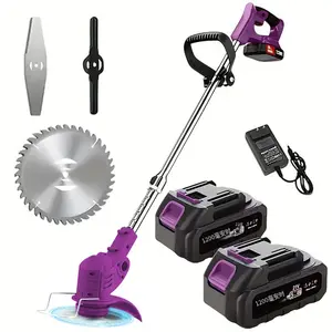 【TM-PURPLE2】Portable Home Cordless Electric Lawnmower, Garden Weeder/Wireless Mower Features 3 Blade Types And Two High-capacity Lithium-ion Batteries Powerful Performance for Lawns, Gardens, And Yards Tool Men's Gift Christmas
