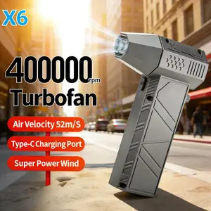 Portable Violent Fan 400000RPM Powerful Air Blower Vacuum Dust Cleaner Type-C Charging Strong Winds 53m/s Brushless Turbo Jet Blower ﻿
