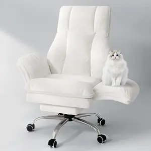 Teddy Velvet Office Chair, Big & Tall Desk Chair with Flip Up Armrests (Expand to 38.6"), Extra Thick Cushion 400lbs Capacity, Aesthetic Home Office Furniture, Comfy Computer Chair for Living Room, Cozy Gift for Him