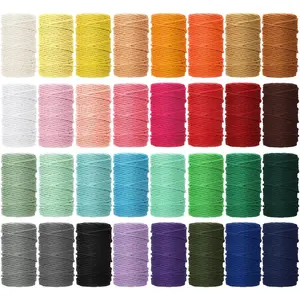32 Rolls Macrame Cord 4 Strand 3 MM x 1760 Yards  Cotton Rope Bulk Colored Cotton Craft Cord DIY Twine Colorful Macrame String for Knitting  Wrapping Wall Hanging(Colorful)