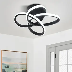 LED Recessed Ceiling Light for Hall Bedroom Garage Balcony Corridor Entrance Stairway Aisle Kitchen 6000K - Black