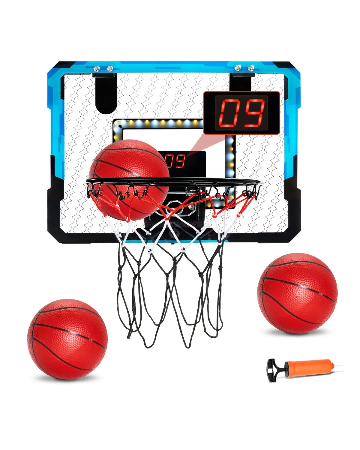 VEVOR Small Unisex Kids Basketball Hoop for 4-6 Years, Indoor Sports Toy with LED Lights, Electronic Scoreboard, Foldable Design, Built-in Game Modes, Christmas Birthday Gift for Toy Ball Games