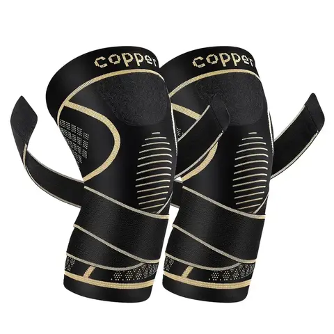 Men & Women's 2-Pack Sports Knee Sleeves - 60% Copper Ion Fiber, 21% Nylon Compression Sleeves for Ball Games, Arthritis Relief, Post-Op Recovery (Breathable, M-XXL)