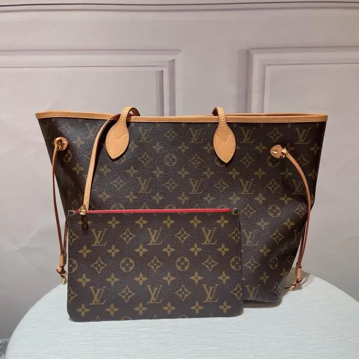 Pre-owned Louis Vuitton Neverfull MM M41177 Monogram Cerise Tote with Pouch 23733636