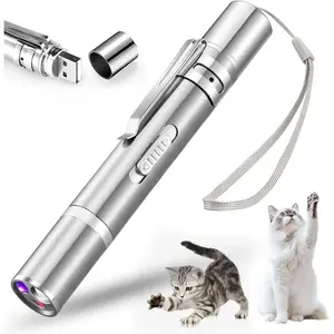 Cat Toy Pointer for Indoor, USB Rechargeable Toy, 3 Light Colors Cat Interactive Toys for Dogs, Cats, Pet Chase Toy for Fun Playing Training Exercise Indoors`