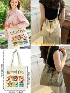 Women's Canvas Shoulder Bag, Trendy Versatile Bag, Large Tote Backpack for Spring Summer Casual Travel, Fashionable Durable Design, Perfect Gift, Daily Use