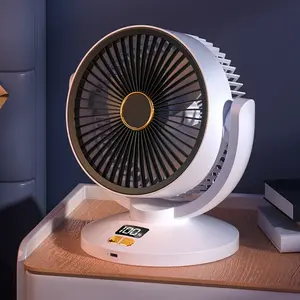 USB Rechargeable Automatic Oscillating Fan, Office Desk Fan, 6 Speed Settings, 4 Hour Timer, Home Use, Portable Cooling Solution
