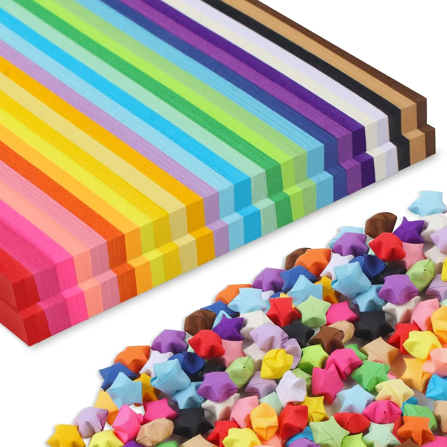 2060 Sheet Paper, 27 Assortment Colors Double Sided Star Paper Strips, 8.5 x 0.4 Inch Lucky Origami Star Paper Strips for DIY Hand Art Crafts