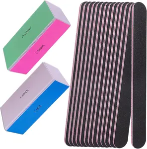 Nail File and Buffer Set, 4 Way Nail Buffers Shine Kit Professional Nail Files for Natural Nails Manicure Filer Filing Polishing Buff Nail Care Smoother Buffing Fingernail 100/120/240/600/3000 Grit
