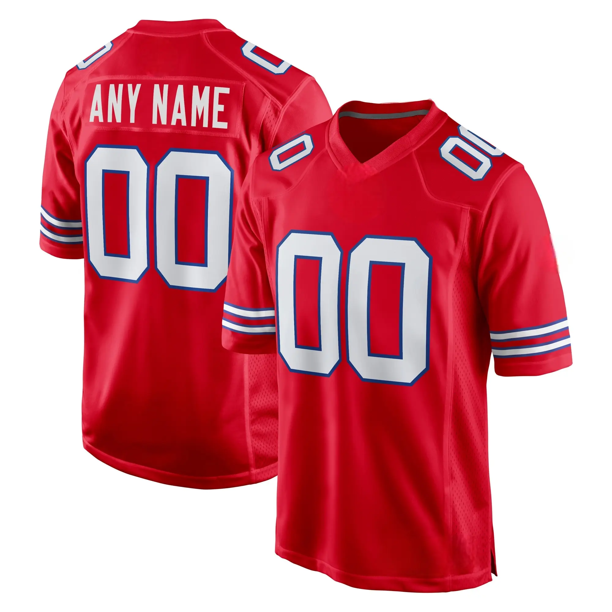 Customizable Red Sports Jersey with White and Blue Accents Personalized with Any Name and Number Athletic Sportswear, Breathable Moisture-Wicking Quick-Dry Fabric for Sports, Training & Streetwear, Best gift for fans
