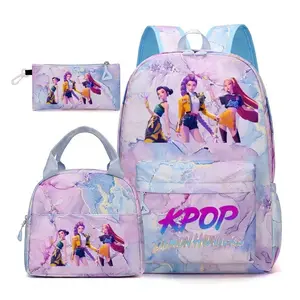 Korean-style K-pop 3-Piece Student Set (Backpack, Lunch Bag, and Pencil Case) — Stylish and Minimalist Student Backpack