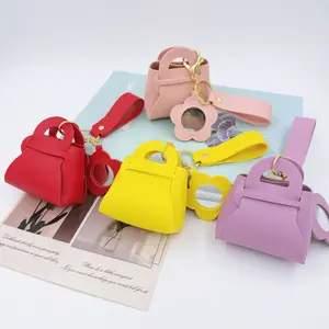 Cosmetic Bag Keychain Handbag PU Keychain for Women Girls Cute Lipstick Holder Keychain Pink Mini Coin Purse Keychain Women Key Accessories