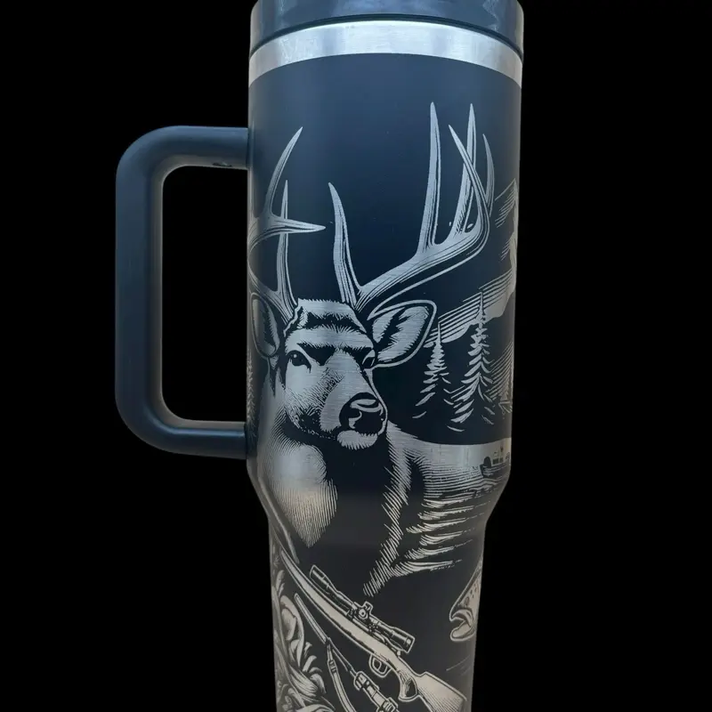 40oz Bow & Deer Hunting Tumbler Water Bottles Washable Portable Reusable Drinkware Flasks for Outdoor Adventures