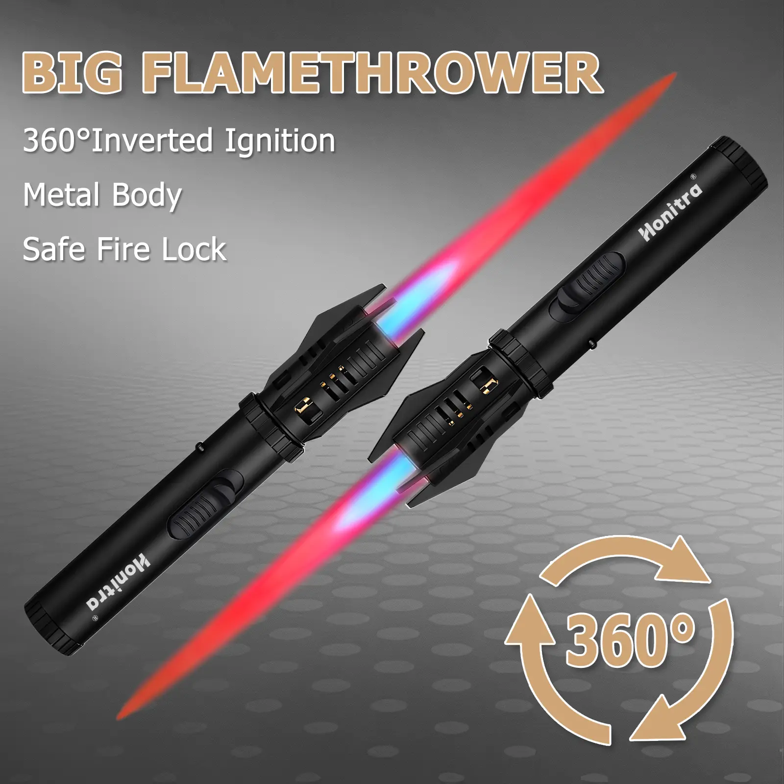 Lightsaber Torch Lighter - Handheld Refillable Butane Lighter, Windproof Jet Flame, Adjustable Flame, Safety Lock, Aluminum Build, Valentine's Day Gift for Men, Outdoors Universal BBQ Use (Butane Not Included)