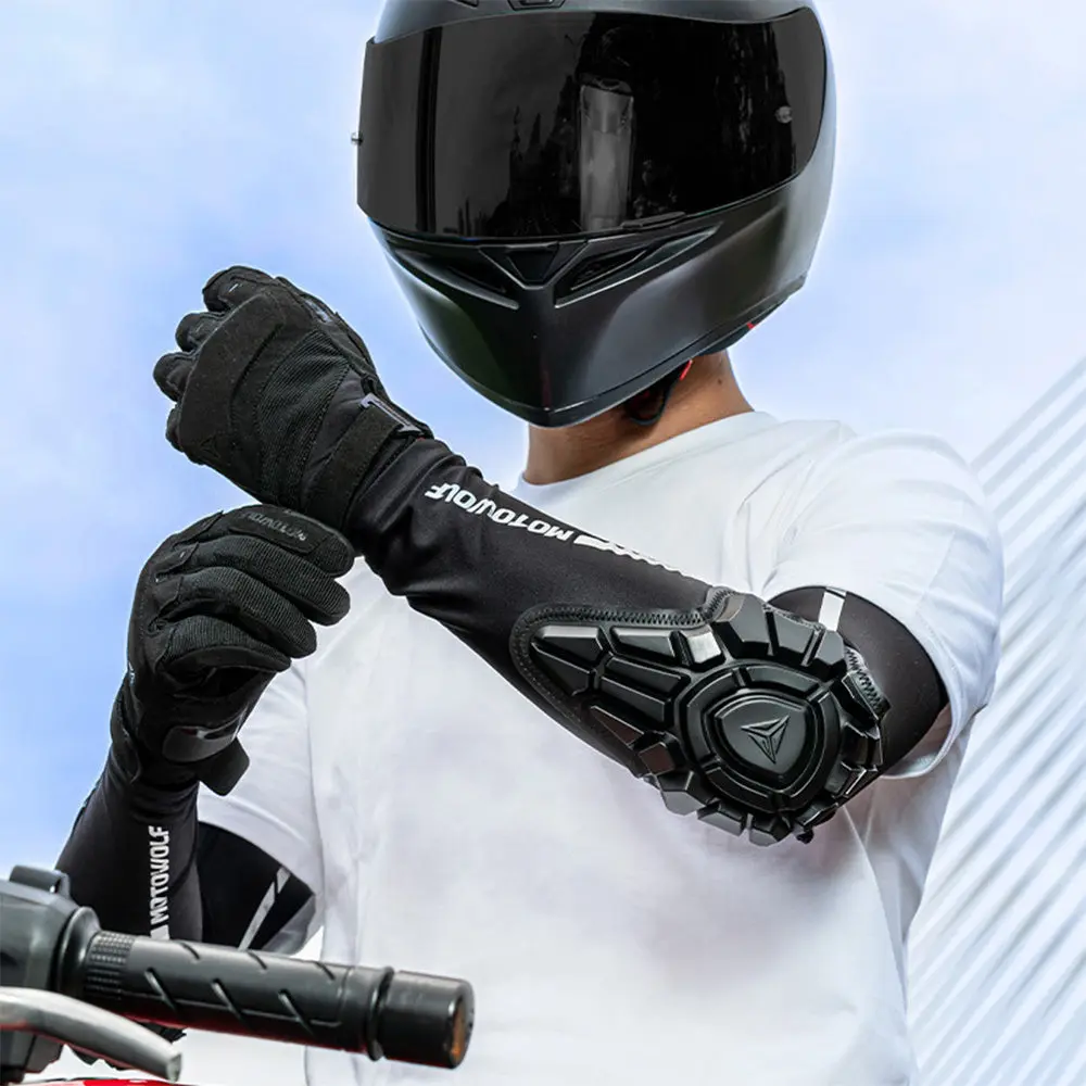 Motorcycle Contoured Elbow Pads with Pad & Armored Protection - Sweat-Absorbent, Quick-Drying Cuffs, UV-Shielded, Ergonomic Secure Fit, Durable Impact-Resistant Gear for Touring, Off-Road Riders (All Seasons), Pad Elbow Protection, Armored Elbow Protectio
