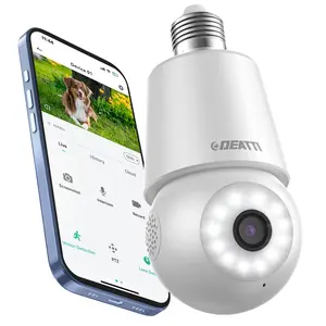 DEATTI 4MP Bulb Security Camera 2.4GHz 360° 2K Wireless Outdoor & Indoor Full Color Day & Night Motion Detection Audible Alarm Easy Installation Alexa Compatible Audio Connection outdoorfun