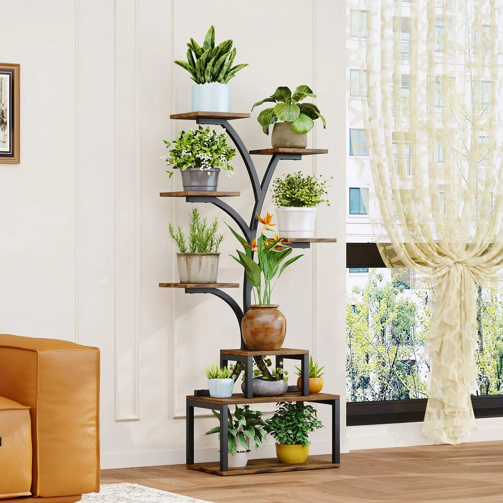 SUOERNUO Plant Stand Indoor Plant Shelf,56.5" Tall Plant Stand for Indoor Plants Multiple,Metal Flower Holder,Plant Rack for Home Decorative Pot,No Grow Light Included