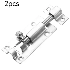 Thickened Stainless Steel 2pcs Barrel Bolt Latch, Door Slide Lock, Brushed Finish with 12pcs Screws, Durable Security Solution