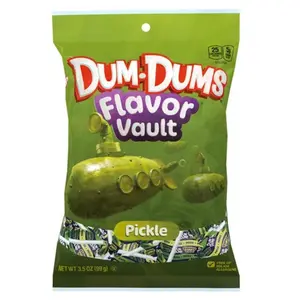 Dum-Dums Flavor Vault Pickle Lolipops 3.5 oz Bag Free of Common Allergens