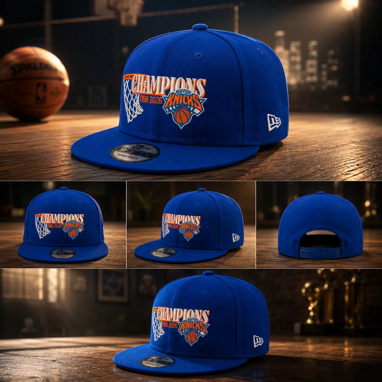 New York Knicks 2026 NBA Champions Wordmark 9FIFTY Snapback Hat – Adjustable Flat Brim Basketball Cap, Unisex Streetwear