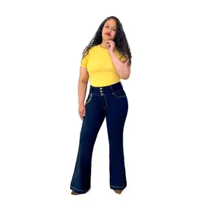 1872 JEANS COLOMBIANO CAMPANA Women's Flared Denim Bottoms with Push-Up Effect High-Quality Fabric Comfortable & Supportive Style Pants