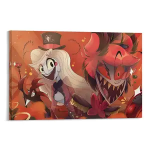 Cartoon Hazbin Hotel Canvas Poster - Vibrant Animation Art Print Wall Decor for Bedroom Study Room Dorm - Retro Vintage Style Design Canvas Poster Bedroom Decor Sports Landscape Office Room Decor Gift Frames Ornaments Artistic Photo