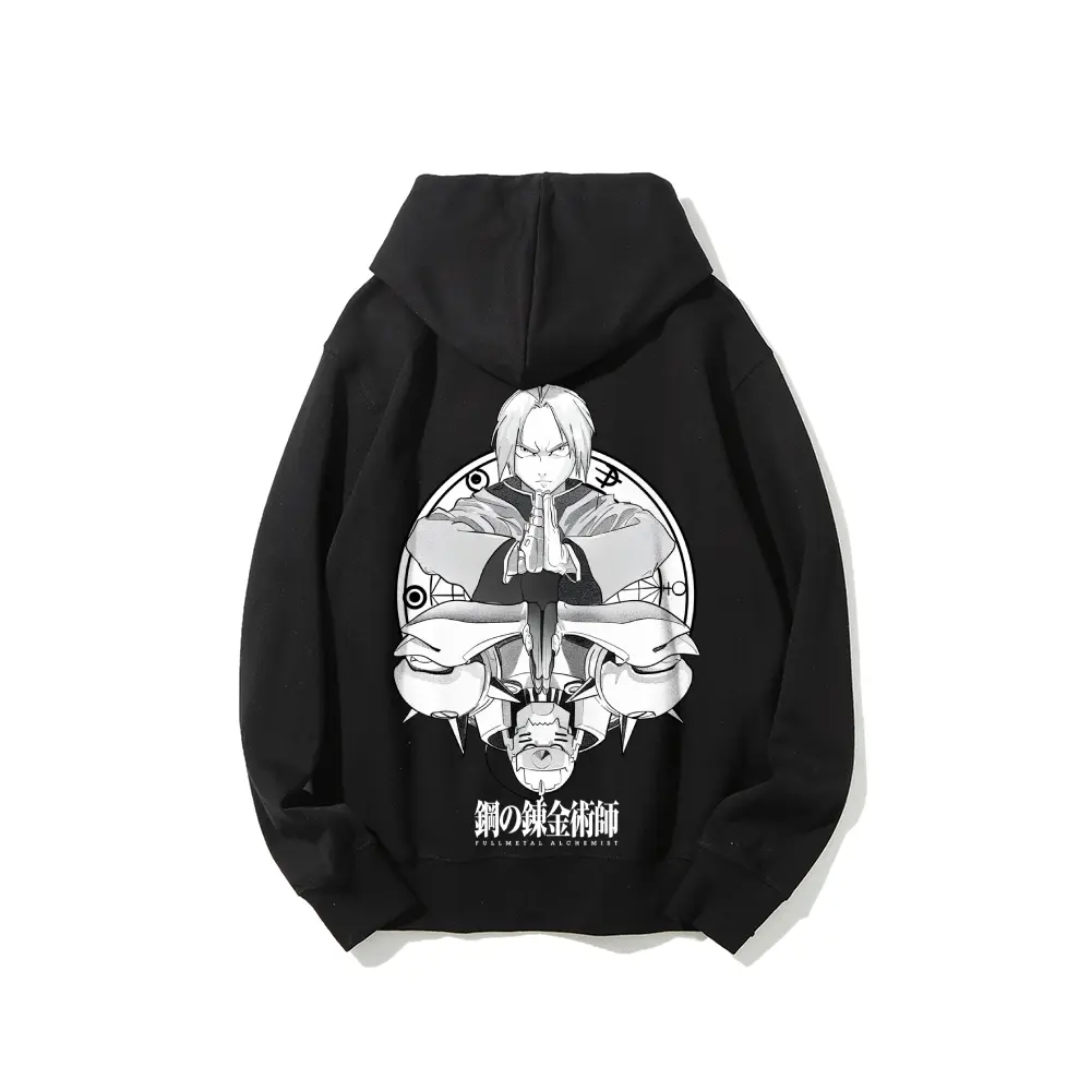 Fullmetal Alchemist Edward Elric & Alphonse Elric Anime Hoodie Cotton Streetwear Vintage Otaku Unisex Fall Winter Fashion Casual Daily Fans Essential