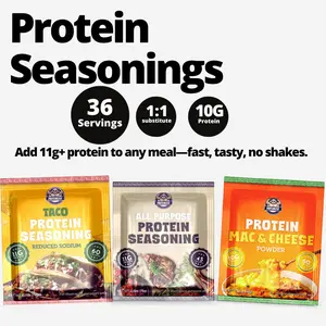 Proteinized Protein Seasoning Sample Pack - 36 Servings - 10g Protein Per Serving - Low Calorie - Bariatric Support - 1:1 Substitute for Other Seasoning - No Carbs - Bone Health - Muscle Recovery - Post Workout Fitness Nutrition - Edible Healthcare -Spice