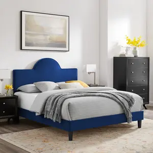 Soleil Performance Velvet King Bed in Navy