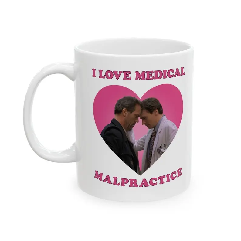 House and Wilson I love medical malpractice mug, Dr house house md mug, I love medical malpractice Accent Mug