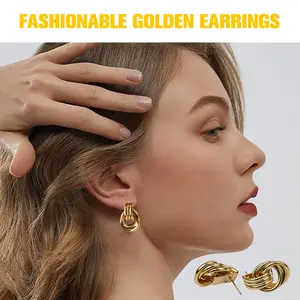 1 Count Women's 14K Gold Knot Earrings, Minimalist Knot for Unique Loo