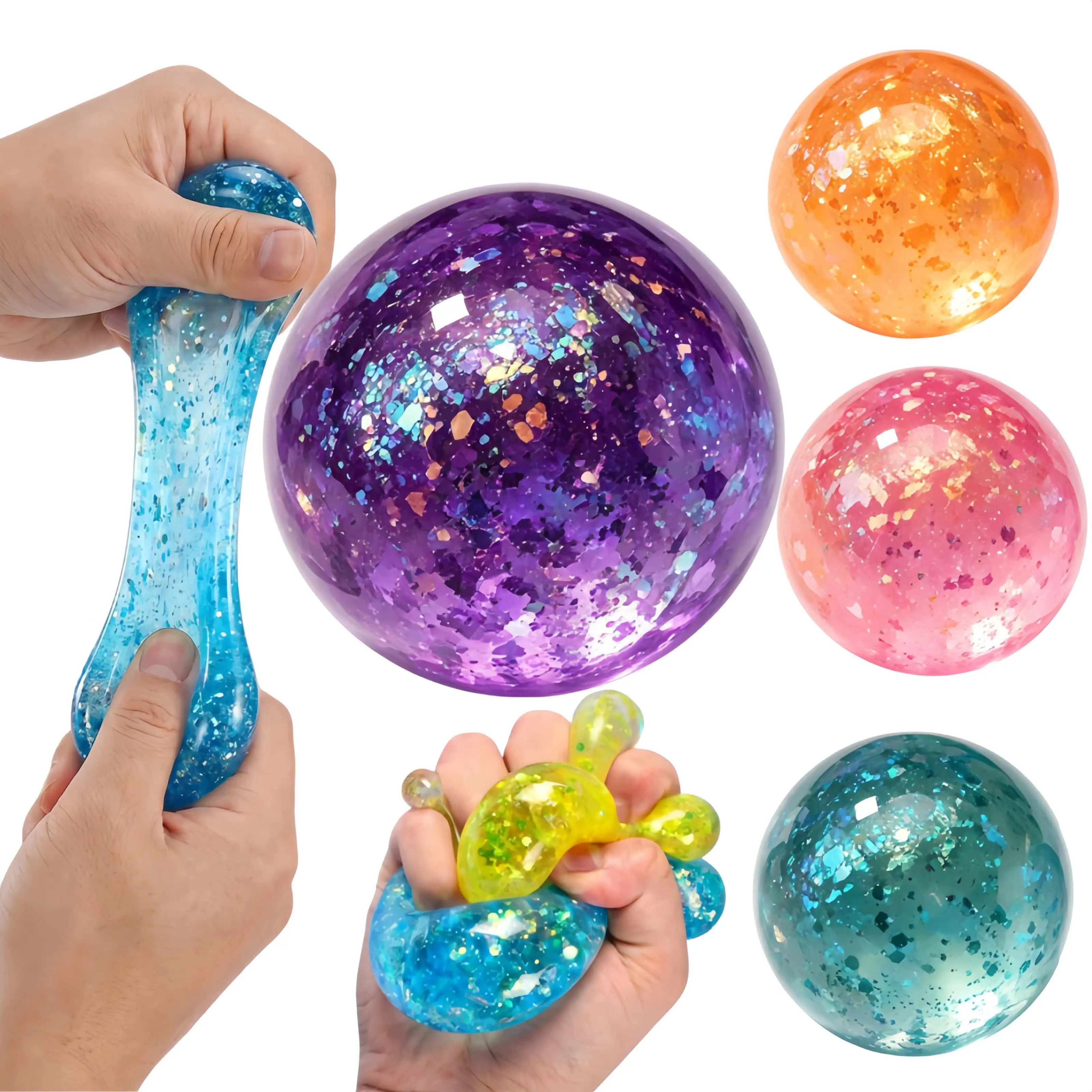 Iridescent Soft Squishy Ball, Sleek Iridescent Style Durable TPR with Bouncy, Calming Squeeze for Stress Relief Fidget During Daily Breaks, Stress Relieving Item, Stress Relief Gadgets-MM
