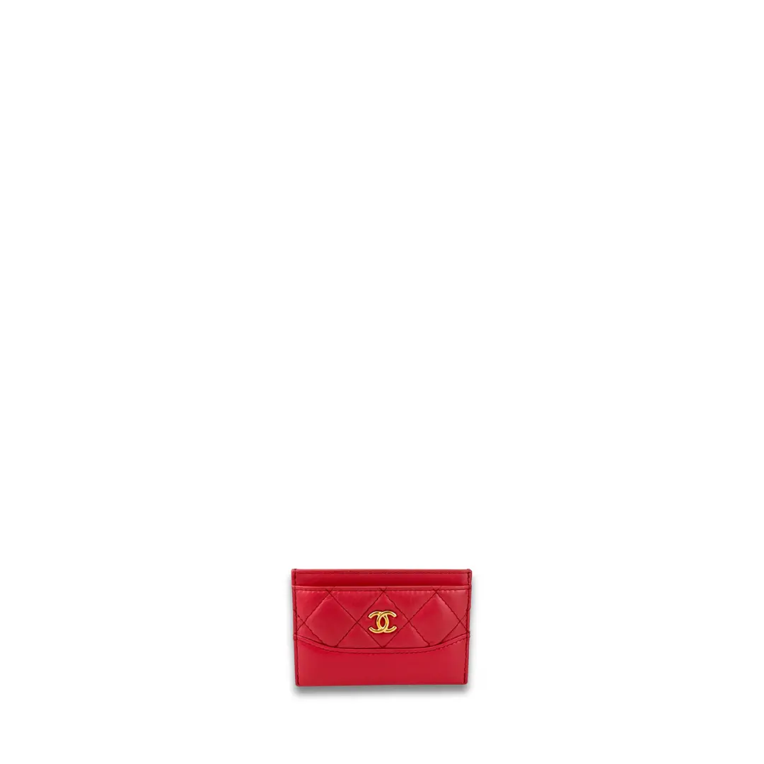 Pre-owned CHANEL Lambskin Small Leather Goods Pink Classic Card Case