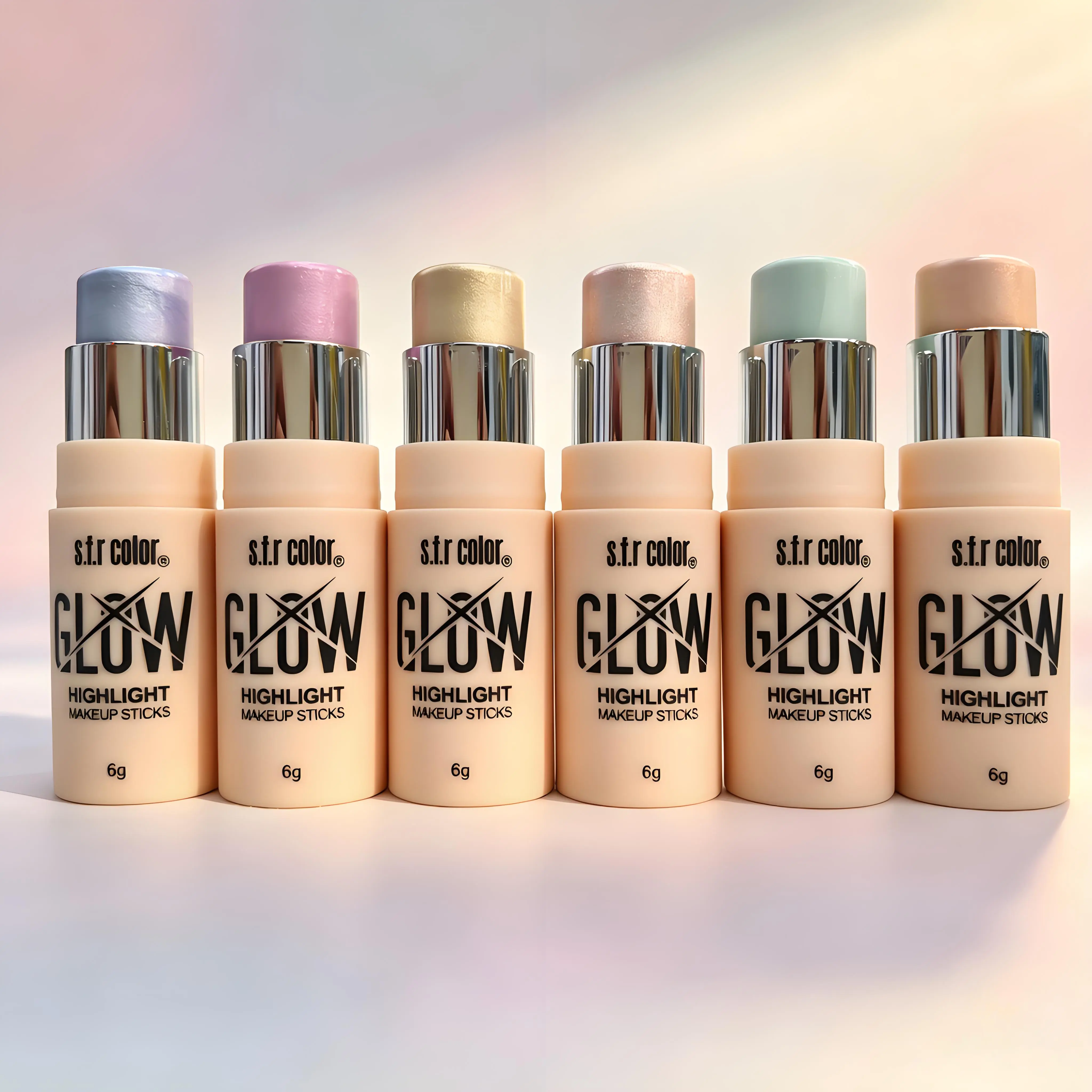 6PC Shimmer Face Highlighter & Contour Stick — designed specifically for dazzling looks at music festivals, performances, and parties. Full-coverage formula, stage-ready finish | glossy finish | radiant glow — face highlighter product.