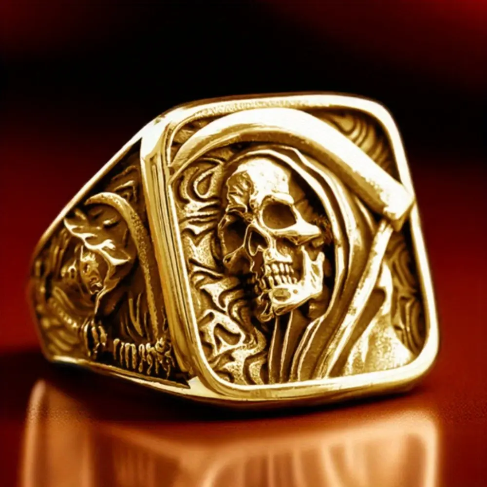 Cool Hip-Hop Skull Ring, Halloween Evil-Averting Unisex Design, Stylish High-Quality Jewelry, Holiday Gift & Daily Accessory Dark Aesthetic Rings Metal Rings