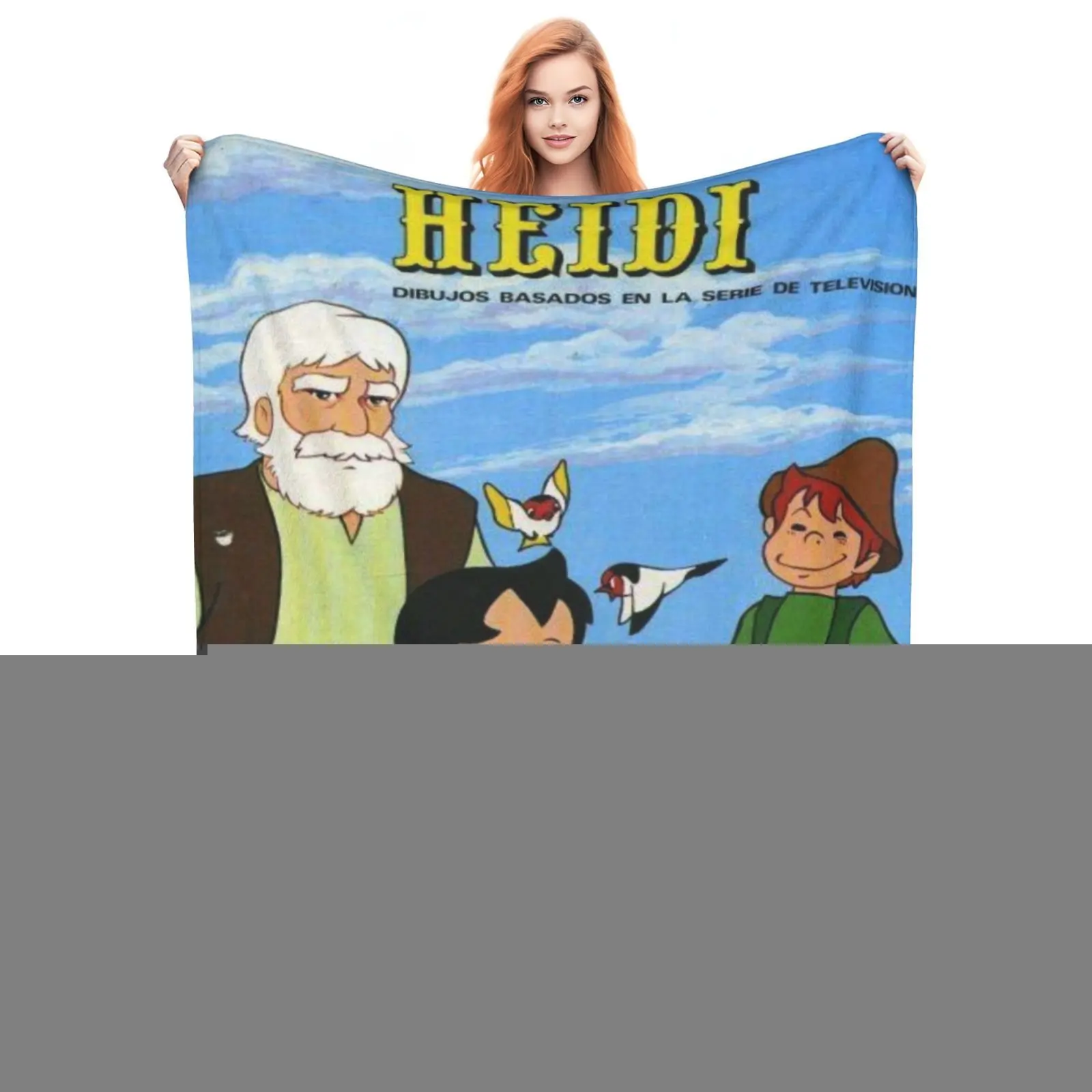 Heidi Cartoon Graphic Flannel Throw Blanket - Soft Cozy All-Season Bedding Blanket, Ideal for Home & Camping, Perfect Gift for Family, Soft Cozy Blanket